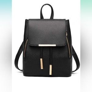 Backpack purse - Black with gold detail in PU leather